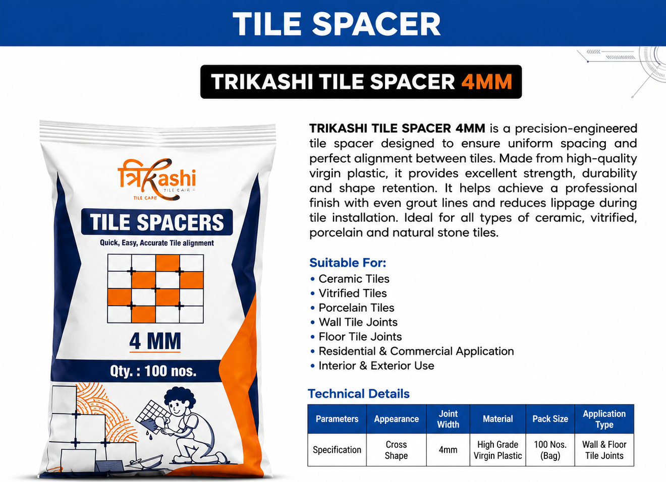 TRIKASHI TILE SPACER 4MM